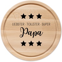 wunderwunsch - Individuelles Holzbrett mit Gravur - Rundes Holzbrett mit Name - Personalisiertes Brotzeitbrett für Papa - Geschenke für Papa