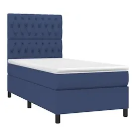 vidaXL Boxspringbett mit Matratze & LED Blau 90x200 cm Stoff
