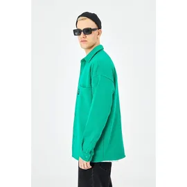 COFI Hemdjacke aus Baumwolle in Oversize Fit Übergangsjacke (L) Grün - Grün