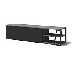 TemaHome TV-Bank »Albi TV Tisch, Lowboard, TV-Schrank, TV-Board, «, Großzügiger Stauraum mit Türen und offenen Fächern TemaHome Betonfarbig/ Schwarzes Metall