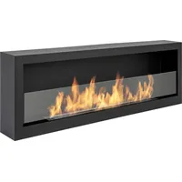 ethanol kamin S-Line BOX 120cm mit Bioethanol, schwarz mit Glas, an der Wand hängend - Schwarz