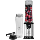 CHEF CUISINE International Smoothie Maker | Standmixer, 300 W, 500 ml Fassungsvermögen, 2 Trinkflaschen To-Go, für Smoothies, Milchshakes, Saucen - Silber/Schwarz