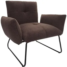Mendler Lounge-Sessel HWC-K34 Bouclé 87 x 79 x 87 cm Braun mit Rollen