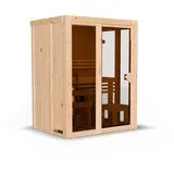 Karibu Sauna Irava 1 - 68 mm Systemsauna - 230 Volt Plug & Play Bronzierte Ganzglastür Ohne Dachkranz Ohne Ofen