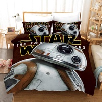 NICHIYO Star Wars Bettwäsche Set - Bettbezug und Kissenbezug,Mikrofaser,3D Digital Print dreiteiliger Bettwäsche(Bettbezug + Kissenbezüge) (14,Single 135x200cm)