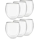 Feelino Teeglas Ice 6-er-Set 320 ml spülmaschinenfest hochwertiges Borosilikatglas Transparent