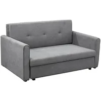 Homcom Schlafsofa 2-Sitzer Sofa Polstersofa mit Stauraum, Rückenkissen, Grau,