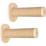 2 Katzentreppe Wand,Kletterstufe,massives Gummibaumholz,Ø 8 x L28.5 cm Sisal-Pfosten, Wandmontage Jute-Kratzäulen,DIY Kletterwand Katzen