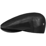 LIERYS Nappaleder Flatcap Schirmmütze einfarbig Made in Italy Herren Sommer Winter schwarz 57 cm - 57