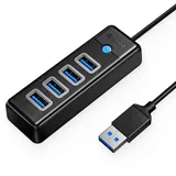 COFI Orico PW4U-U3-015-BK-EP Hub Adapter USB auf 4x USB 3.0, 5 Gbps, mit 4 USB 3.0-Anschlüssen 0,15m Schwarz