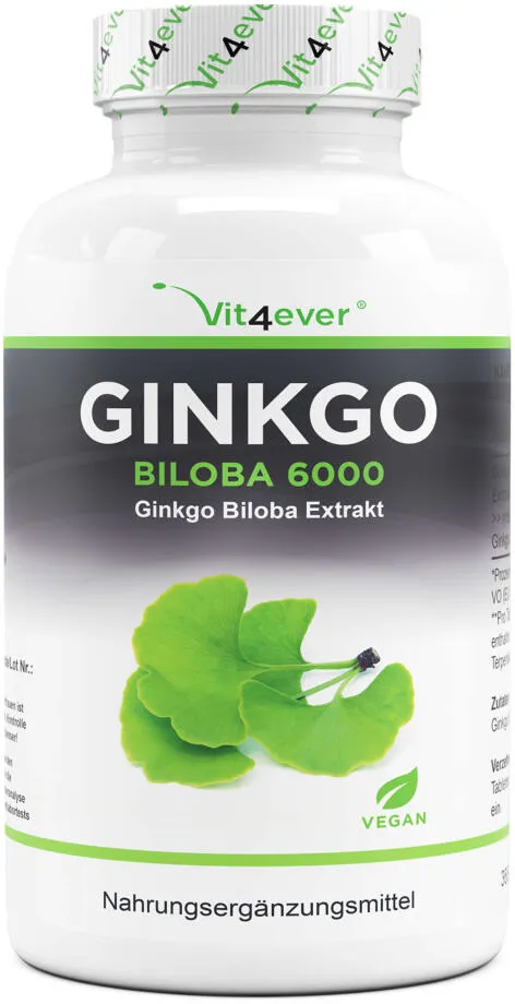 Ginkgo Biloba 6000 mg - Ginkgo Spezial Extrakt - 365 Tabletten