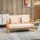 Homcom 2 Sitzer Sofa, Couch mit 2 Lendenkissen Leinenoptik für klein Räume Beige