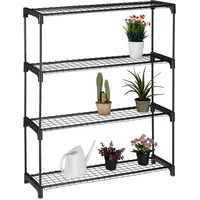 Relaxdays Pflanzenregal, 4 Ablagen, für Blumen- Pflanzentöpfe, Indoor, Metall