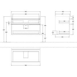 Villeroy & Boch Venticello Waschbeckenunterschrank, A92601, Stone Oak, 953x590x502 mm,