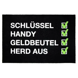 Close Up Checkliste Fußmatte Schlüssel, Handy, Geldbeutel, Herd aus, Polyester rutschfest