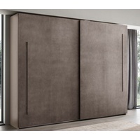 Casa Padrino Kleiderschrank Luxus Schlafzimmerschrank Grau 295 x 68 x H. 250 cm - Massivholz Kleiderschrank mit 2 Schiebetüren - Schlafzimmer Möbel - Luxus Qualität