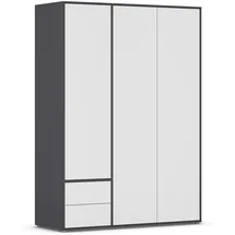 Rauch Möbel Drehtürenschrank »Kleiderschrank Schrank Garderobe Wäscheschrank NABILA viel Stauraum«, in Germany, Schlafzimmer, Kleiderschränke, 3-türig, 2 Schubladen, Push-to-Open Farbe Weiß/Grau metallic, Schwarz, 140x194x53cm