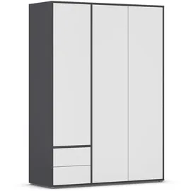 Rauch Möbel Drehtürenschrank »Kleiderschrank Schrank Garderobe Wäscheschrank NABILA viel Stauraum«, in Germany, Schlafzimmer, Kleiderschränke, 3-türig, 2 Schubladen, Push-to-Open Farbe Weiß/Grau metallic, Schwarz, 140x194x53cm