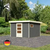 Karibu Freiburg 6 Gartenhaus Gerätehaus Holz Schuppen Flachdach Blockhaus Fichte