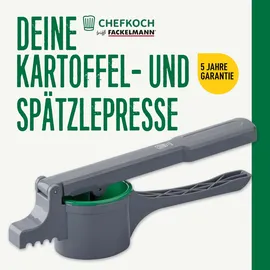 Chefkoch trifft Fackelmann Chefkoch Spätzlepresse für Kartoffeln, Spätzle, Spaghettieis & Co – Presse mit 3 Lochscheiben mit verschiedenen Stärken (2-3 mm) – Robust und ergonomisch
