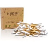 Bambus Wattestäbchen in ✮ Premium Qualität ✮ Plastikfrei ✮ Biologisch Abbaubar ✮ Vegan ✮ Kompostierbar ✮ Nachhaltig ✮ Umweltfreundlich ✮ 2er Pack mit 200 Stück ECOMONKEY®