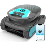 BRINBO Pleco Pro Poolroboter Akku Wand und Boden, Wasserlinienreinigung, 210 Min Laufzeit, Doppelfilter, 7 Reinigungsmodi, App Steuerung, Kabelloser Poolsauger bis 200 m2, Grau