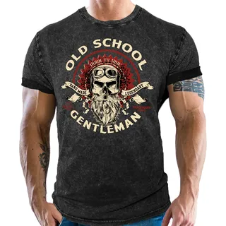 Gasoline Bandit Biker Racer Motorrad Herren T-Shirt: Old School Gentleman - XL