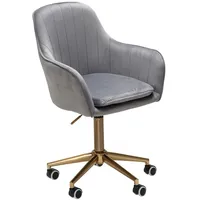 KADIMA DESIGN Schreibtischstuhl Samt Grau, Design Drehstuhl mit Lehne,