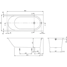 Villeroy & Boch Oberon 2.0 Rechteck-Whirlwanne 80 x 180 cm (UCC181OBR2B2V01)