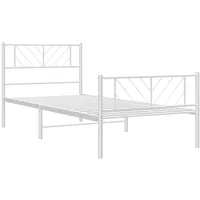 VidaXL Bettgestell mit Kopf- und Fußteil Metall Weiß 90x200