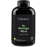 Bio Moringa Kapseln, Hochdosiert: 1800 mg, 260 Kapseln | 100% Bio Moringa Oleifera, Zertifiziertes Superfood | Laborgeprüft, Vegan und ohne Zusatzstoffe | Zenement