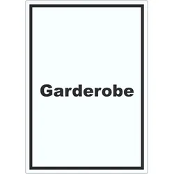 Garderobe Aufkleber mit Text Kleidung aufbewahren hochkant A8 (52x74mm)