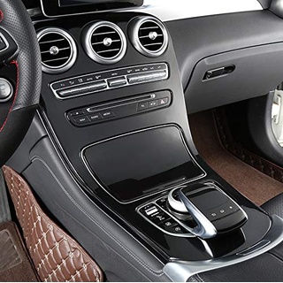 HIGH FLYING für GLC X253 2015-2019 Interieur Mittelkonsole Dekor ABS Kunststoff 2 Stück (Schwarz glänzend)