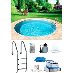 Rundpool MY POOL BWT "POWER", weiß, H:150cm Ø:500cm, Schwimmbecken, inkl. Poolroboter POWER ONE4ALL