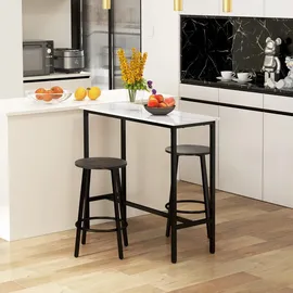 Homcom Bartisch mit Barhocker Set 3-Teilig Stahl Weiß Schwarz