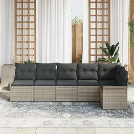 vidaXL Garten-Lounge-Set 6-tlg. hellgrau Polyrattan