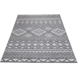 Carpet City In-& Outdoorteppich Santorini 435, 3D-Effekt, Boho-Look", grau Anthrazit B:200cm H:5mm L:290cm, Polypropylen, Teppiche, Teppich, Wetterfest - UV-beständig für Terrasse, Flur,