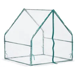 Relaxdays Folienfrühbeet, HxBxT: 95 x 95 x 92 cm, mit Tür, Spitzdach, Frühbeet, Aufzucht, Gewächshaus, PVC, transparent