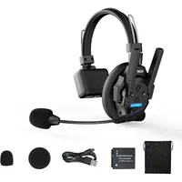SYNCO XTALK XPRO1 Wireless Intercom Headset, 2,4GHz Vollduplex Funkgerät 24H Akkulaufzeit 500M Reichweite Echtzeit-Teamkommunikation, Funk Gegensprechanlage Kopfhörer