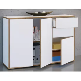 VCM Kommode Sideboard Salia weiß, mit Türen und Schubladen, Maße: 110 x B. x T. 33 cm,