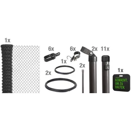 GAH Alberts Alberts Maschendrahtzaun, 100 cm hoch, 25 m, anthrazit beschichtet, zum Einbetonieren grau Maschendrahtzaun Zaunelemente Zäune Garten Balkon