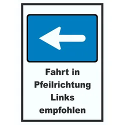 In Pfeilrichtung fahren links Symbol und Text A2 (420x594mm)