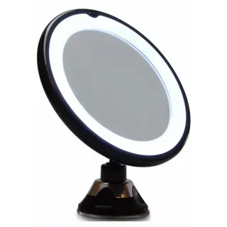 Uniq Runder Spiegel mit LED-Licht und Saugnapf x10 Vergrößerungsspiegel - Schwarz 1 St
