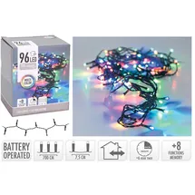 EDM MULTIFUNKTIONS-BATTERIEBETRIEBENE GIRLANDE 96 LEDS SCHWARZES KABEL MEHRFARBIGES LICHT 7,5 M