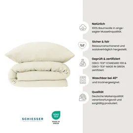 SCHIESSER Bettwäscheset Molly - Musselin - 2-teilig - 135 x 200 cm - Offwhite