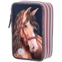 DEPESCHE Miss Melody 3 Fach Federtasche LED GLITTER HORSE