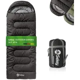 Sekey Schlafsack 220 x 80 cm - 1,45 kg 3-Jahreszeiten-Deckenschlafsack, 2-in-1 als Decke nutzbar, 10 °C bis 20 °C - Separate Fußbelüftung, Anti-Klemm-Reißverschluss - für Camping & Outdoor, Anthrazit