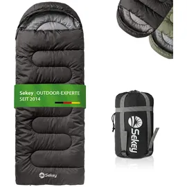 Sekey Schlafsack 220 x 80 cm - 1,45 kg 3-Jahreszeiten-Deckenschlafsack, 2-in-1 als Decke nutzbar, 10 °C bis 20 °C - Separate Fußbelüftung, Anti-Klemm-Reißverschluss - für Camping & Outdoor, Anthrazit