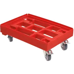Hygiene Transportroller für Kisten 60 x 40 cm mit 2 Bremsen in rot