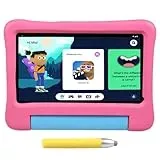 KYASTER Kinder Tablet, 7 Zoll HD IPS Bildschirm, Android 12, Quad Core 2.0 Ghz, 6 GB +64 GB, 5G WiFi, 3500 Mah Akku, Kindersicherung für Bildung Gaming, Eva-Kindersicheres Etui mit Stift (Rosa)